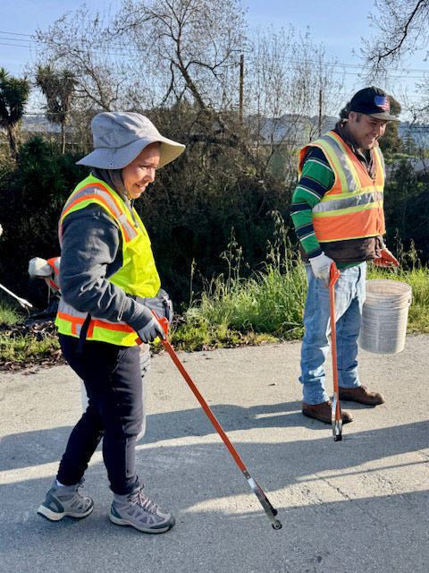 Volunteers are cleaning the path